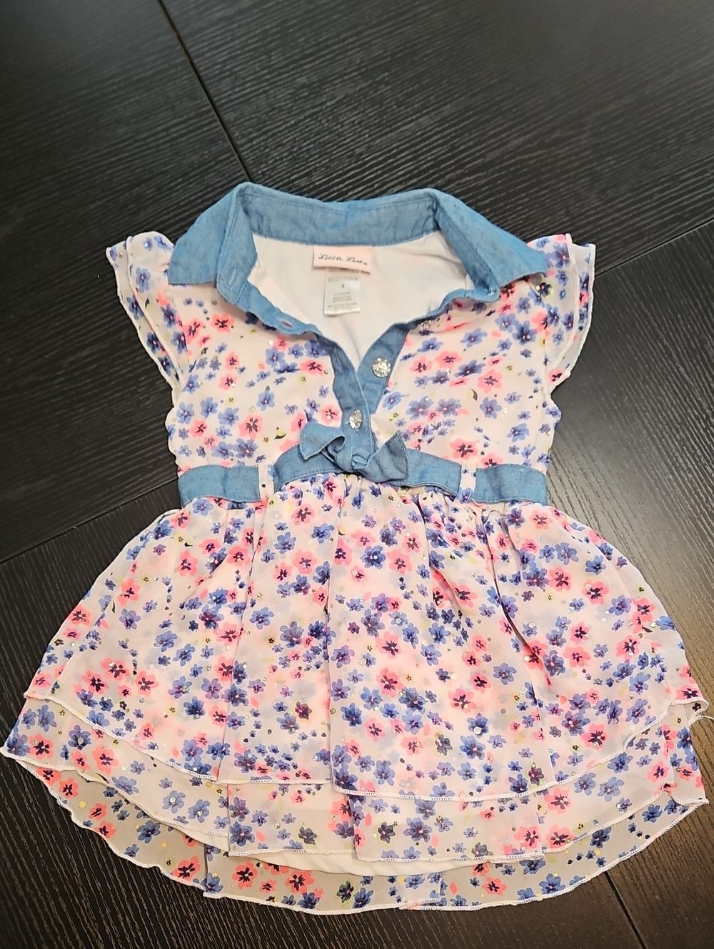 Little Lass Blue Chambray Collar Dress